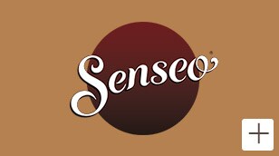 SENSEO® logo uz brūna fona