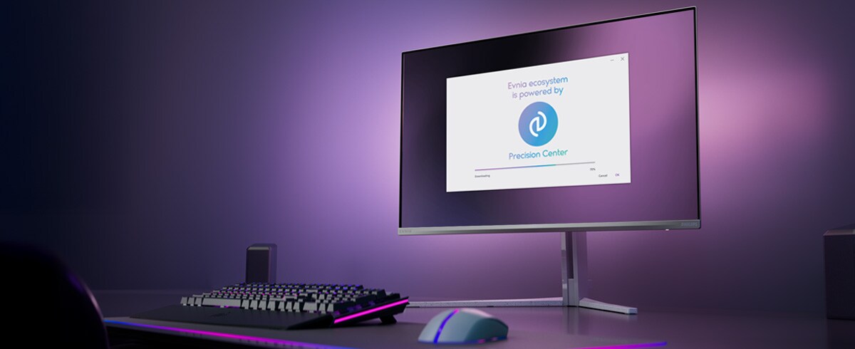 Philips Evnia monitors iestatīts Precision centram
