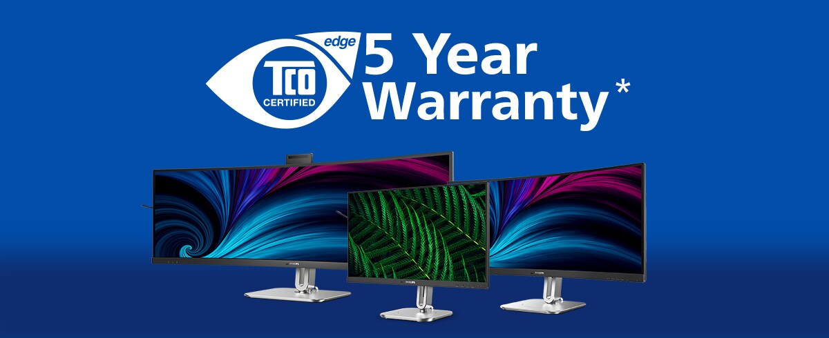 TCO sertificēti Philips monitori un piecu gadu garantija.