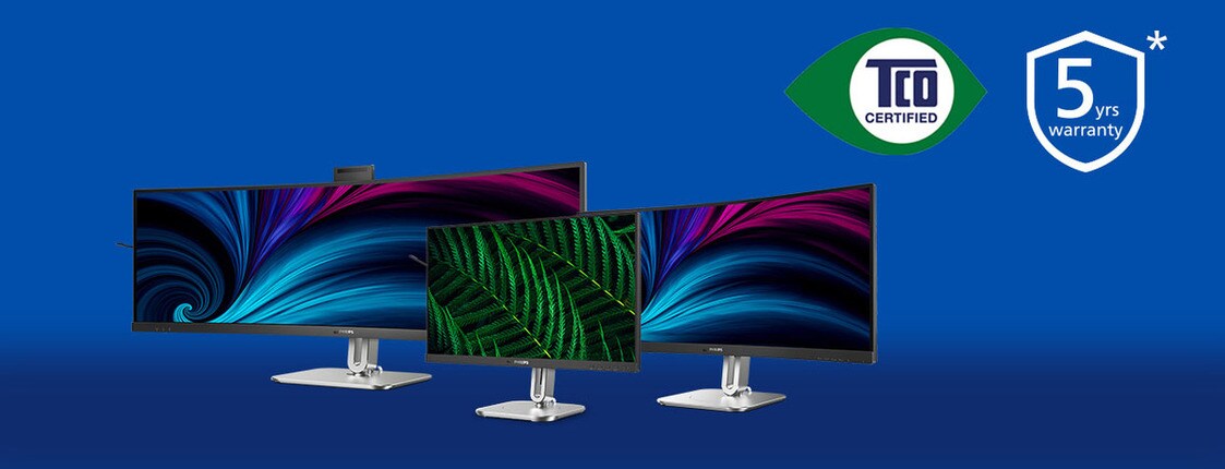 TCO sertificēti Philips monitori un piecu gadu garantija.