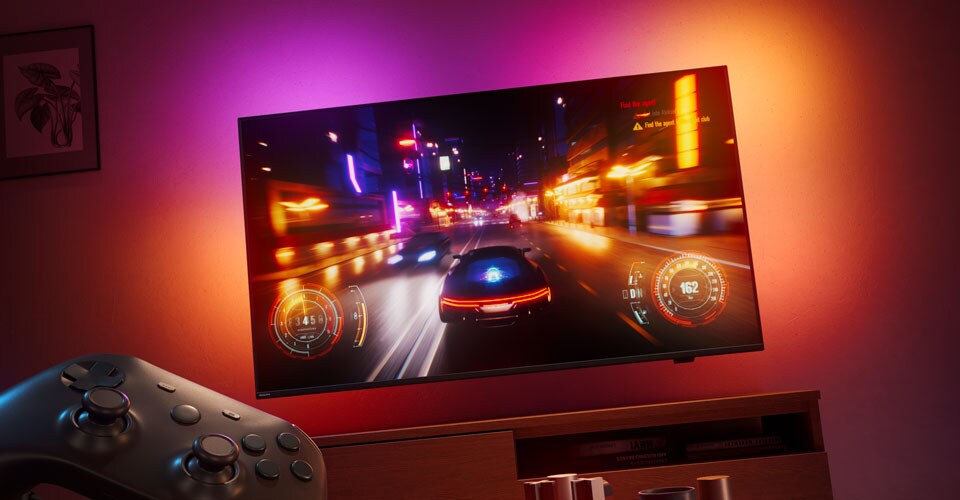 AI tehnoloģija atbalsta spēļu pieredzi Ambilight televizoros